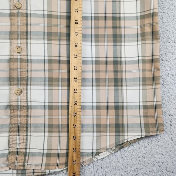 Carhartt Shirt Mens Large Brown Green Plaid Short Sleeve Button Down Workwear - Picture 11 of 16